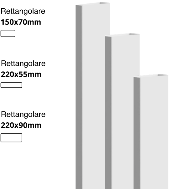 Gamma tubi <br> a sezione rettangolare
